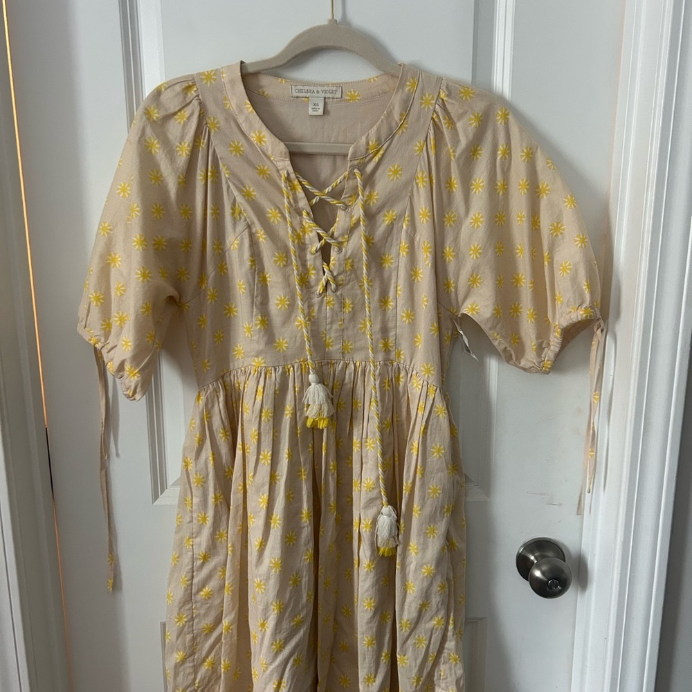 Chelsea & Violet Cream Dress with Yellow Floral Pattern